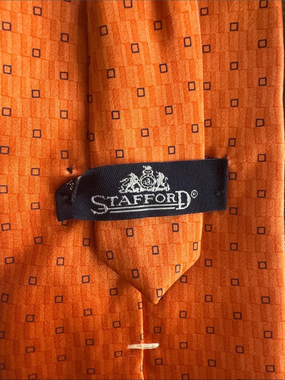 Classic Men's Tie Trio - Blue Plaid, Orange Geometric & Navy Paisley - Picture 6 of 10